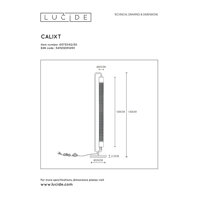 CALIXT - Floor lamp - 2xE27 - Black - 05733/02/30