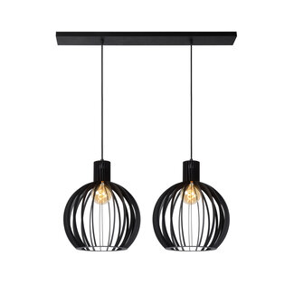 Lucide MIKAELA - Hanging lamp - Ø 35 cm - 2xE27 - Black - 73400/02/30