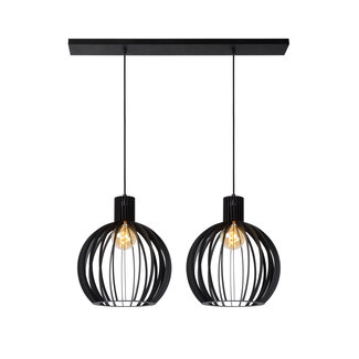Lucide MIKAELA - Lampe à suspension - Ø 35 cm - 2xE27 - Noir - 73400/02/30