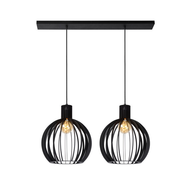 MIKAELA - Hanging lamp - Ø 35 cm - 2xE27 - Black - 73400/02/30