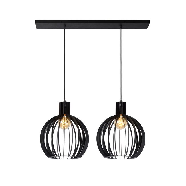 MIKAELA - Lampe à suspension - Ø 35 cm - 2xE27 - Noir - 73400/02/30