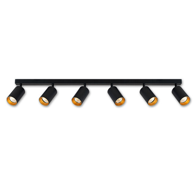 ERIS 6-spot wall or ceiling lamp 120cm GU10 black/gold