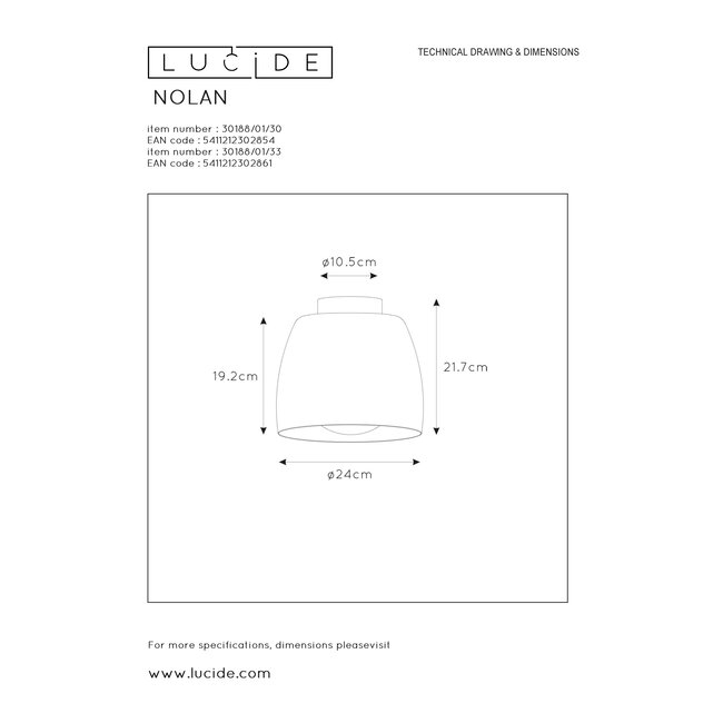NOLAN - Ceiling light - Ø 24 cm - 1xE27 - Black - 30188/01/30