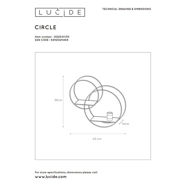 CIRCLE - Wall lamp - 1xE27 - Black - 21225/01/30