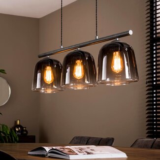 LioLights Hanging lamp 3L gray shaded