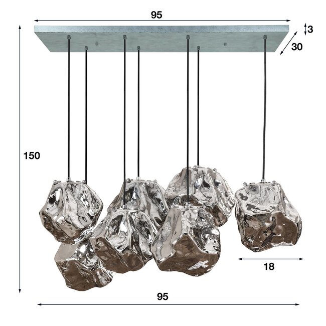 Hanglamp Rock Chromed 4+3