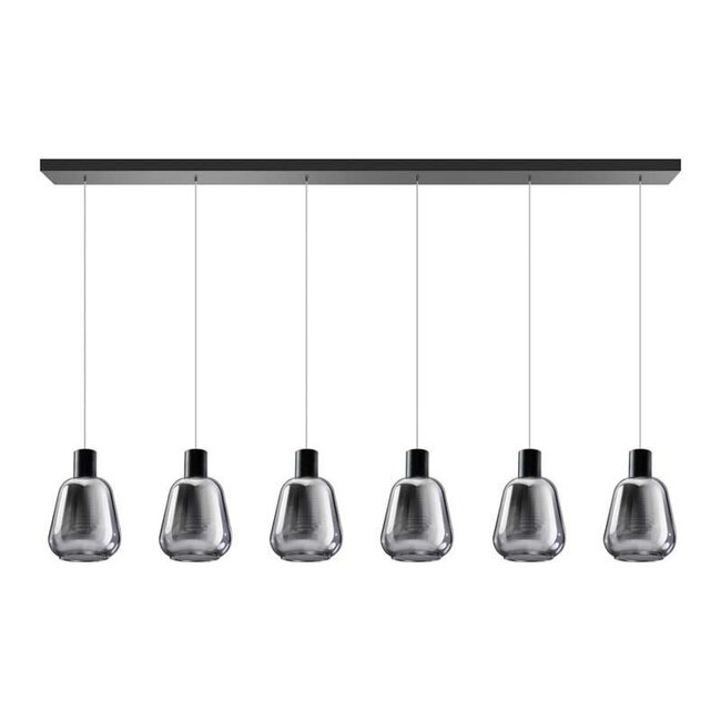 Hanglamp GARY - 6 lichts - zwart - Fumé - 05-HL4527-30S