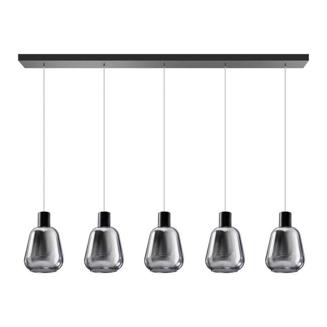 Hanging lamp GARY - 5 lights - black - Fumé - 05-HL4526-30S
