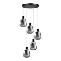 Hanglamp GARY - 5 lichts - getrapt - zwart - Fumé - 05-HL4526-30S