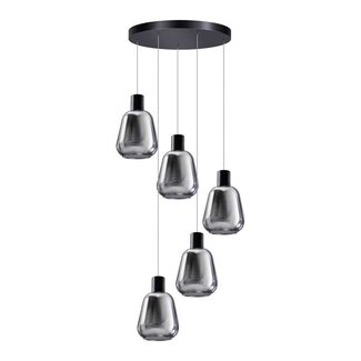 ETH Suspension GARY - 5 lumières - à gradins - noire - Fumé - 05-HL4526-30S