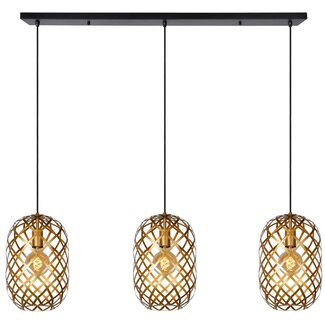 Lucide WOLFRAM - Hanging lamp - 3xE27 - Matt Gold / Brass - 21417/03/02