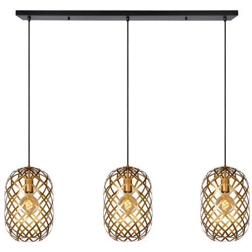 Lucide WOLFRAM - Hanglamp - 3xE27 - Mat Goud / Messing - 21417/03/02 Lucide WOLFRAM - Hanglamp - 3xE27 - Mat Goud / Messing - 21417/03/02