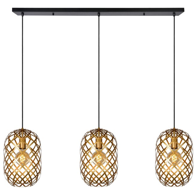 WOLFRAM - Hanging lamp - 3xE27 - Matt Gold / Brass - 21417/03/02