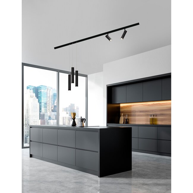 JAZZ - LED hanglamp voor magnetisch railsysteem - Ø 3 x 20 cm - 10W LED - zwart
