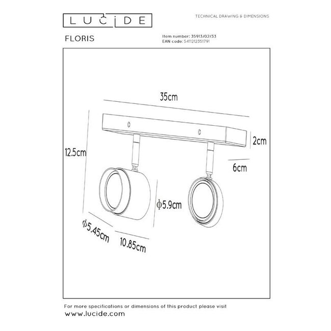 FLORIS - Plafondspot - 2xGU10 - Groen - 35913/02/33