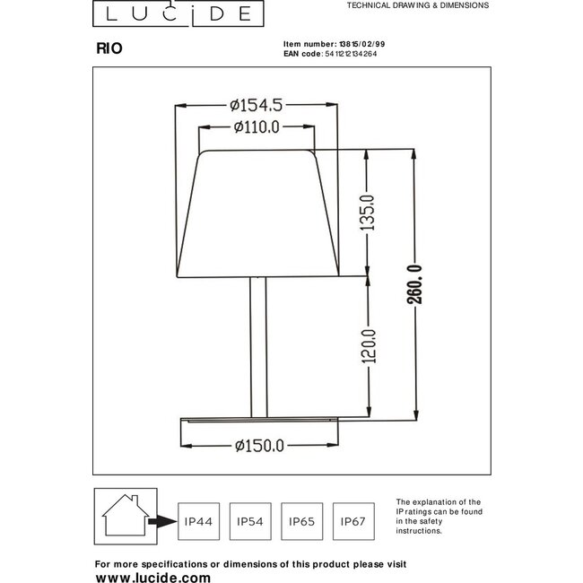 RIO - Table lamp Outdoor - Ø 15.5 cm - LED Dim. - 1x1.8W 3000K - IP44 - RGB - Multicolor - 13815/02/99
