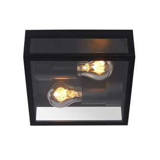 Lucide DUKAN - Ceiling light Outdoor - 2xE27 - IP65 - Black - 15802/02/30