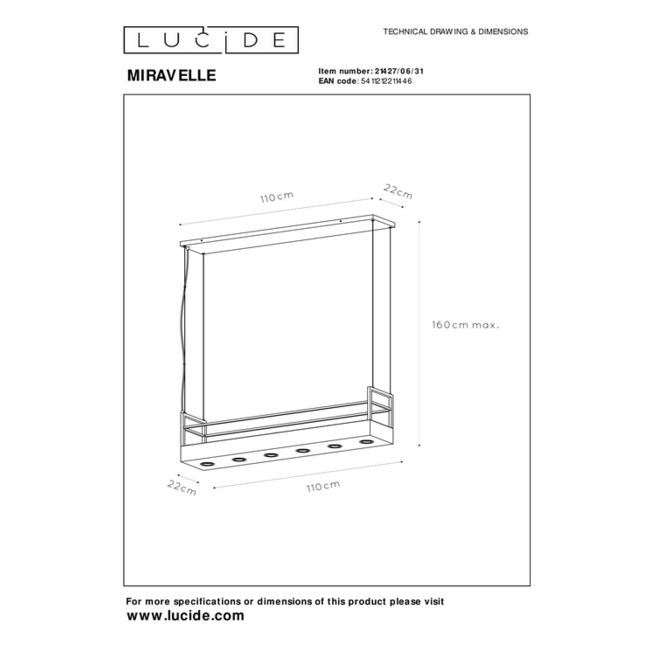 MIRAVELLE - Hanging lamp - 6xGU10 - White - 21427/06/31