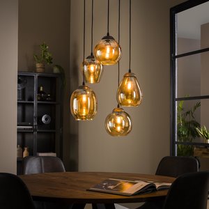 LioLights Hanging lamp 5L stepped mix gold