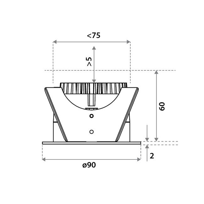 LED Inbouwspot Linea 75 HV-FD 800Lm DIM 80° CS CRI93