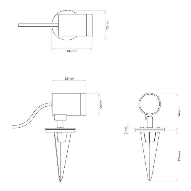 Bayville LED Spike Spot Zwart