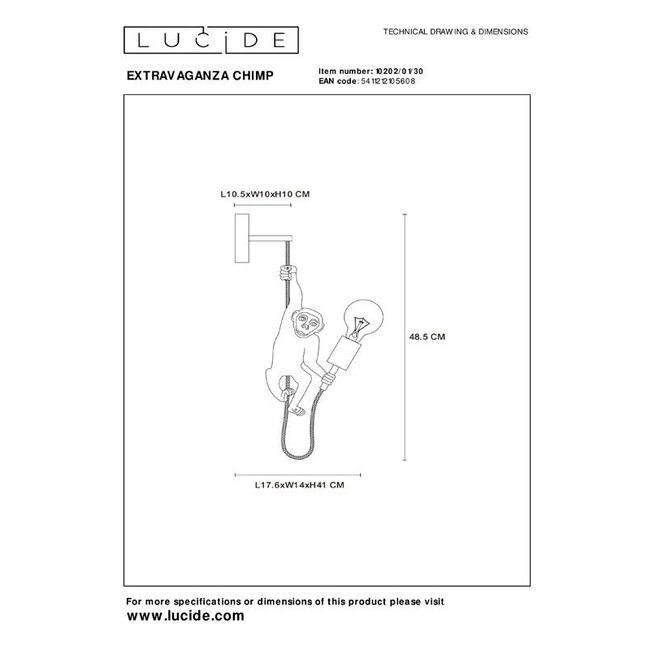 EXTRAVAGANZA CHIMP - Applique - 1xE27 - Noir - 10202/01/30