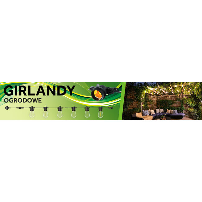 Girlanda pricking cable 10m IP44 outdoor light cord with 20 x E27 lamp base