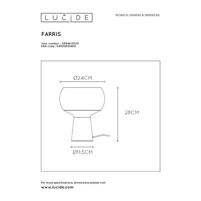 FARRIS - Table lamp - 1xE27 - Green - 05540/01/33