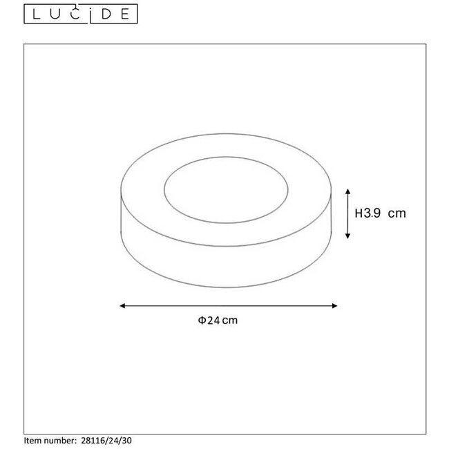 BRICE-LED - Plafonnier Salle de Bain - Ø 24 cm - LED Dim. - 1x15W 3000K - IP44 - Noir - 28116/24/30