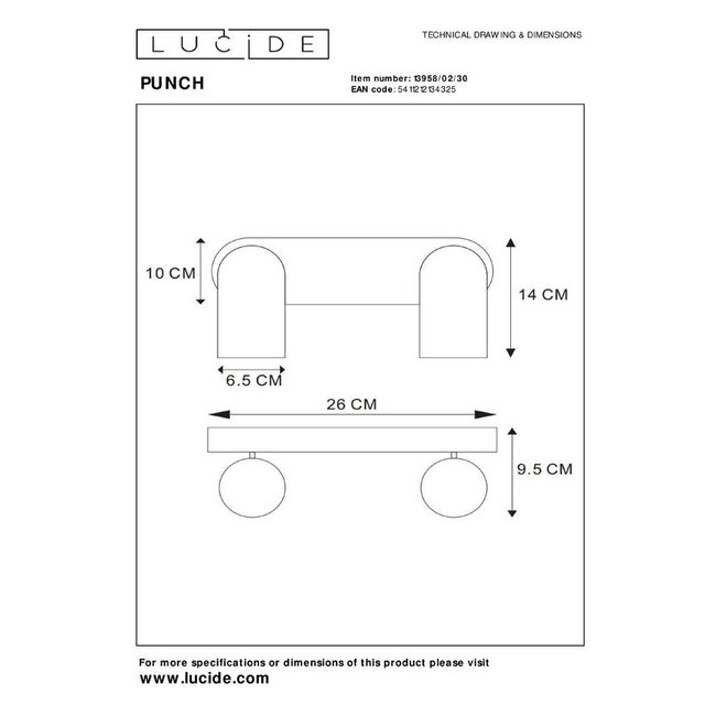PUNCH - Plafondspot - 2xGU10 - Zwart - 13958/02/30