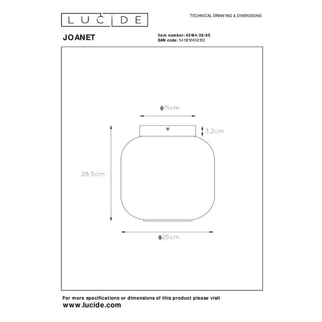 JOANET - Ceiling light - Ø 25 cm - 1xE27 - Fumé - 45194/25/65