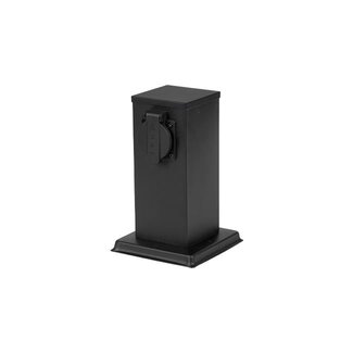 LioLights ONTARIO | Outdoor socket column | Double | IP44 | Black | 20cm