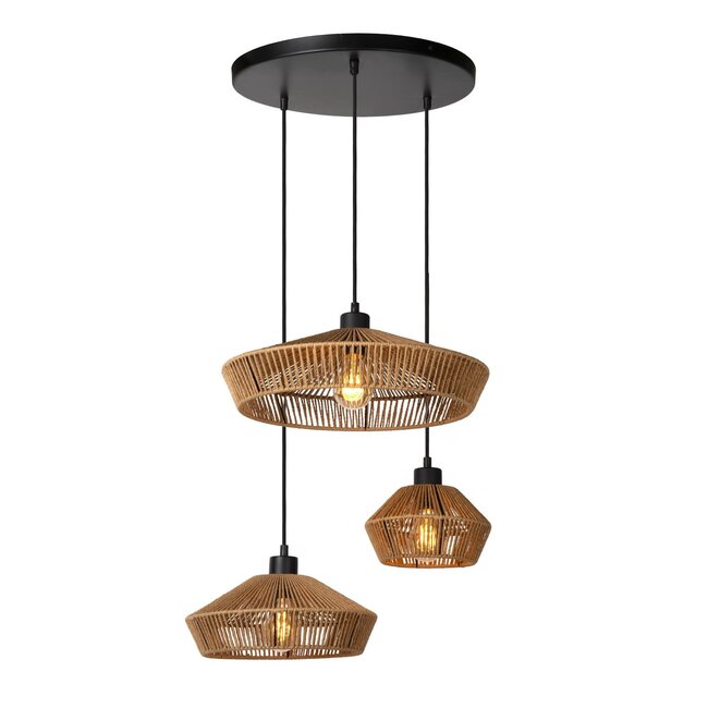 YUNKAI - Hanglamp - Ø 60 cm - 3xE27 - Licht hout - 10413/03/72