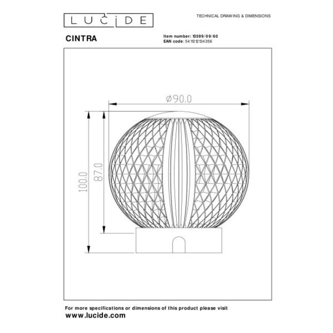CINTRA - Lampe à poser - Ø 9 cm - LED Dim. - 1x1,5W 3000K - 3 StepDim - Transparent - 13599/09/60