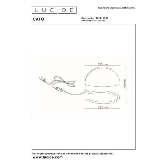 CATO - Lampe à poser - Ø 23,5 cm - 1xE27 - Orange - 46516/01/53