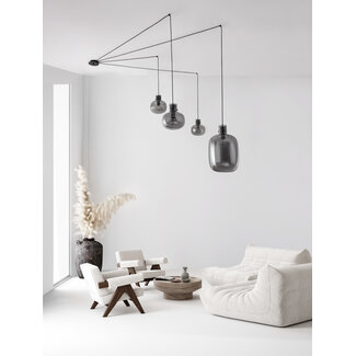 Nova Luce Hanglamp CINZIA zwart Gerookt glas 9236540