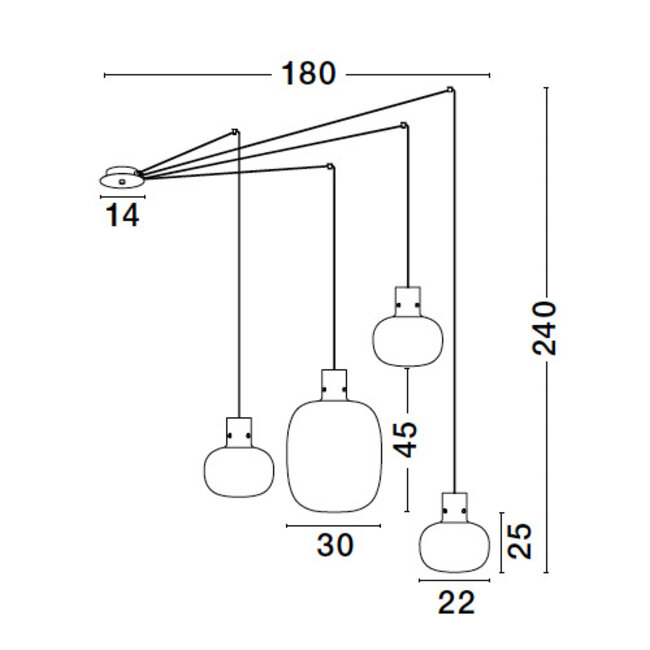 Hanglamp CINZIA zwart Gerookt glas 9236540