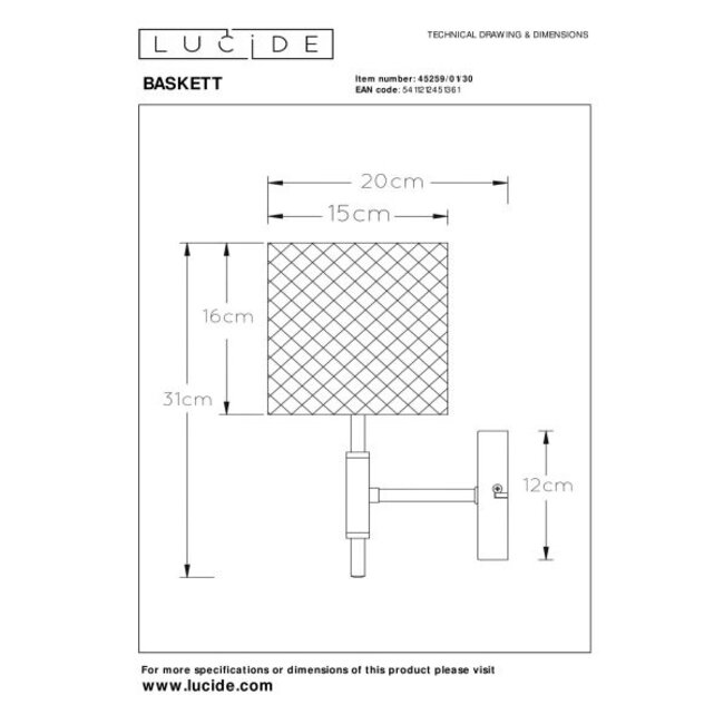 BASKETT - Wall lamp - 1xE27 - Black - 45259/01/30