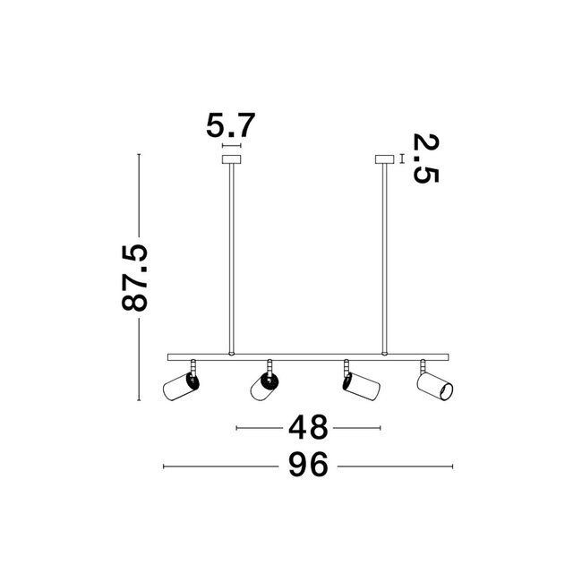 Lampe suspendue POGNO - 96 x 87,5 cm - noir / or - GU10