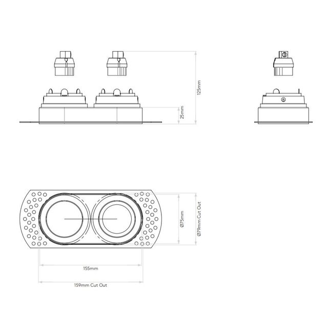 Trimless Twin Adjustable Matt white