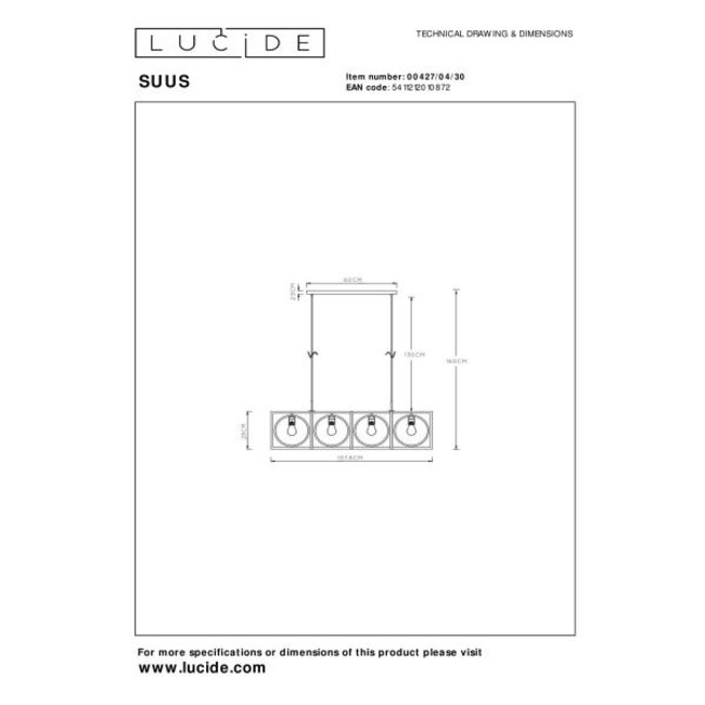 SUUS - Suspension - 4xE27 - Noir - 00427/04/30
