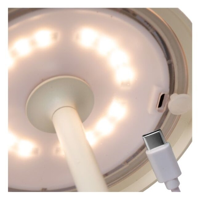 JOY - Lampe de table d'extérieur rechargeable - Batterie - Ø 12 cm - LED à intensité variable - 1 x 1,5 W 3000 K - IP54 - Blanc - 15500/02/31