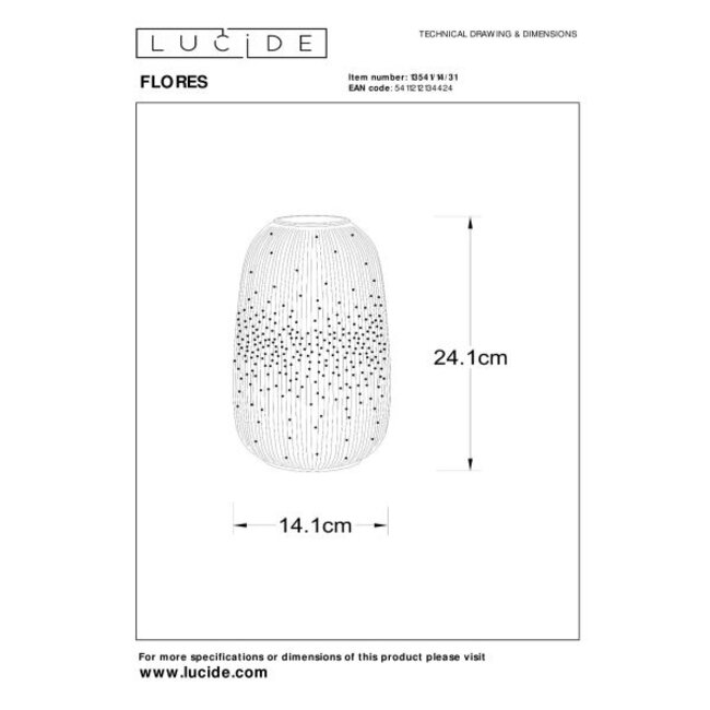 FLORES - Lampe à poser - Ø 14,1 cm - 1xE14 - Blanc - 13541/14/31