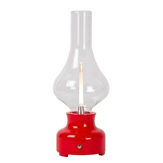 Lucide JASON - Oplaadbare Tafellamp - Accu/Batterij - LED Dimb. - 1x2W 3000K - 3 StepDim - Rood - 74516/02/32