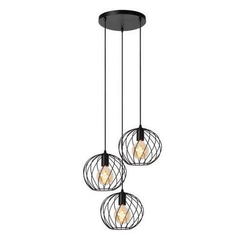 Lucide DANZA - Hanglamp - Ø 50 cm - 3xE27 - Zwart - 21428/13/30 Lucide DANZA - Hanglamp - Ø 50 cm - 3xE27 - Zwart - 21428/13/30