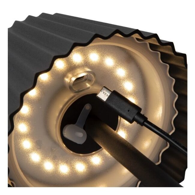 JUSTINE - Oplaadbare Tafellamp Buiten - Accu/Batterij - LED Dimb. - 1x2W 2700K - IP54 - Met draadloos oplaadstation - Zwart - 27889/02/30