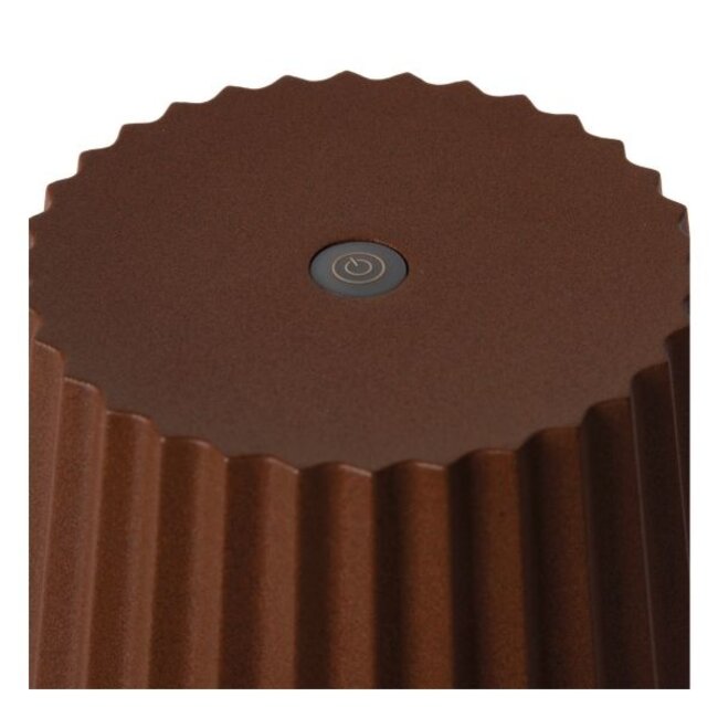 JUSTINE - Oplaadbare Tafellamp Buiten - Accu/Batterij - LED Dimb. - 1x2W 2700K - IP54 - Met draadloos oplaadstation - Roest bruin -  27889/02/97