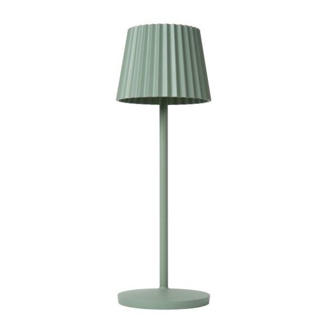 JUSTINE - Oplaadbare Tafellamp Buiten - Accu/Batterij - LED Dimb. - 1x2W 2700K - IP54 - Met draadloos oplaadstation - Groen - 27889/02/33