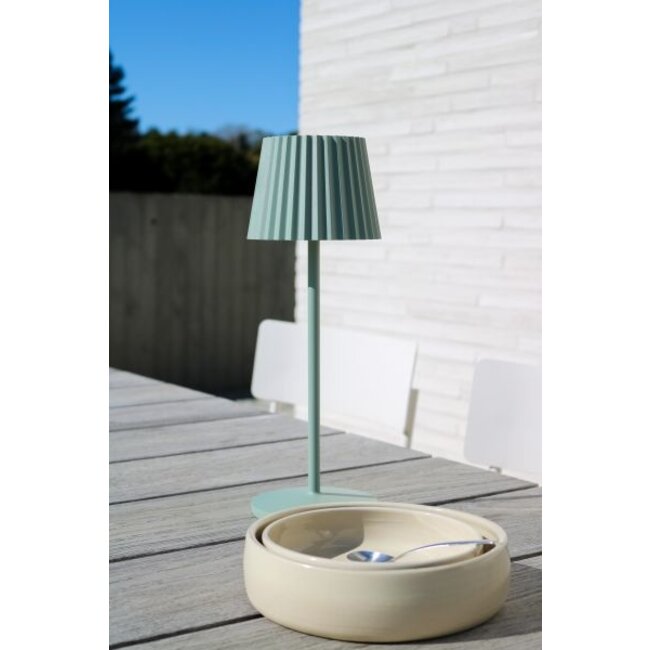 JUSTINE - Oplaadbare Tafellamp Buiten - Accu/Batterij - LED Dimb. - 1x2W 2700K - IP54 - Met draadloos oplaadstation - Groen - 27889/02/33
