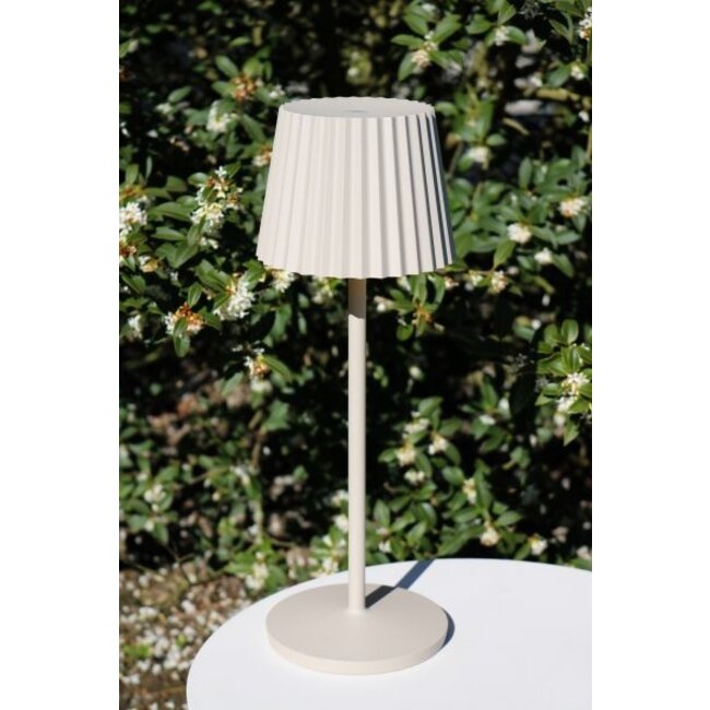 JUSTINE - Rechargeable Table Lamp Outdoor - Battery - LED Dim. - 1x2W 2700K - IP54 - With wireless charging station - Beige - 27889/02/38